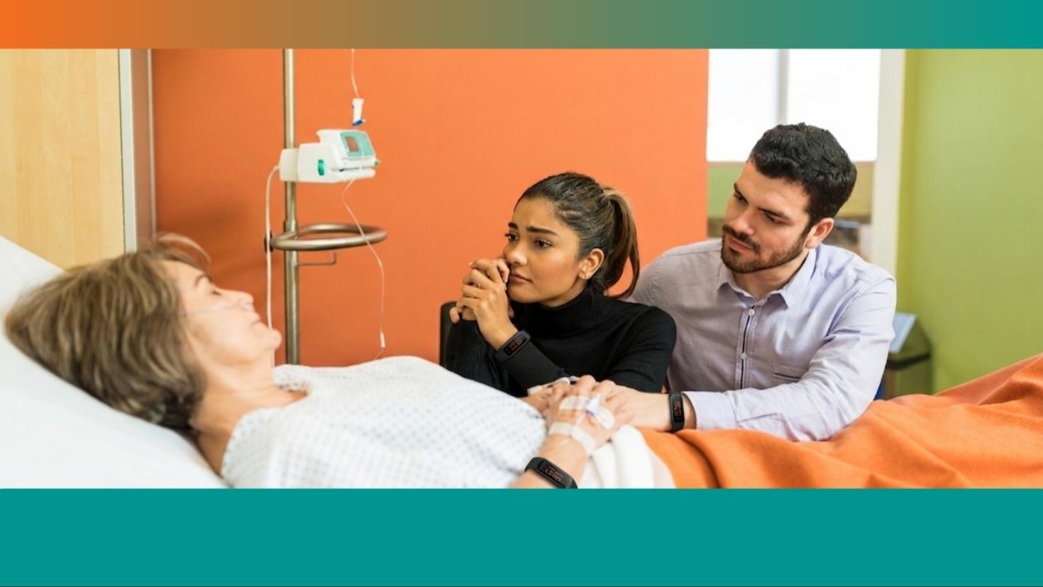 Patient in a hospital setting wearing a Quatenus MyPulse wristband for remote well-being monitoring in hospitals and clinics